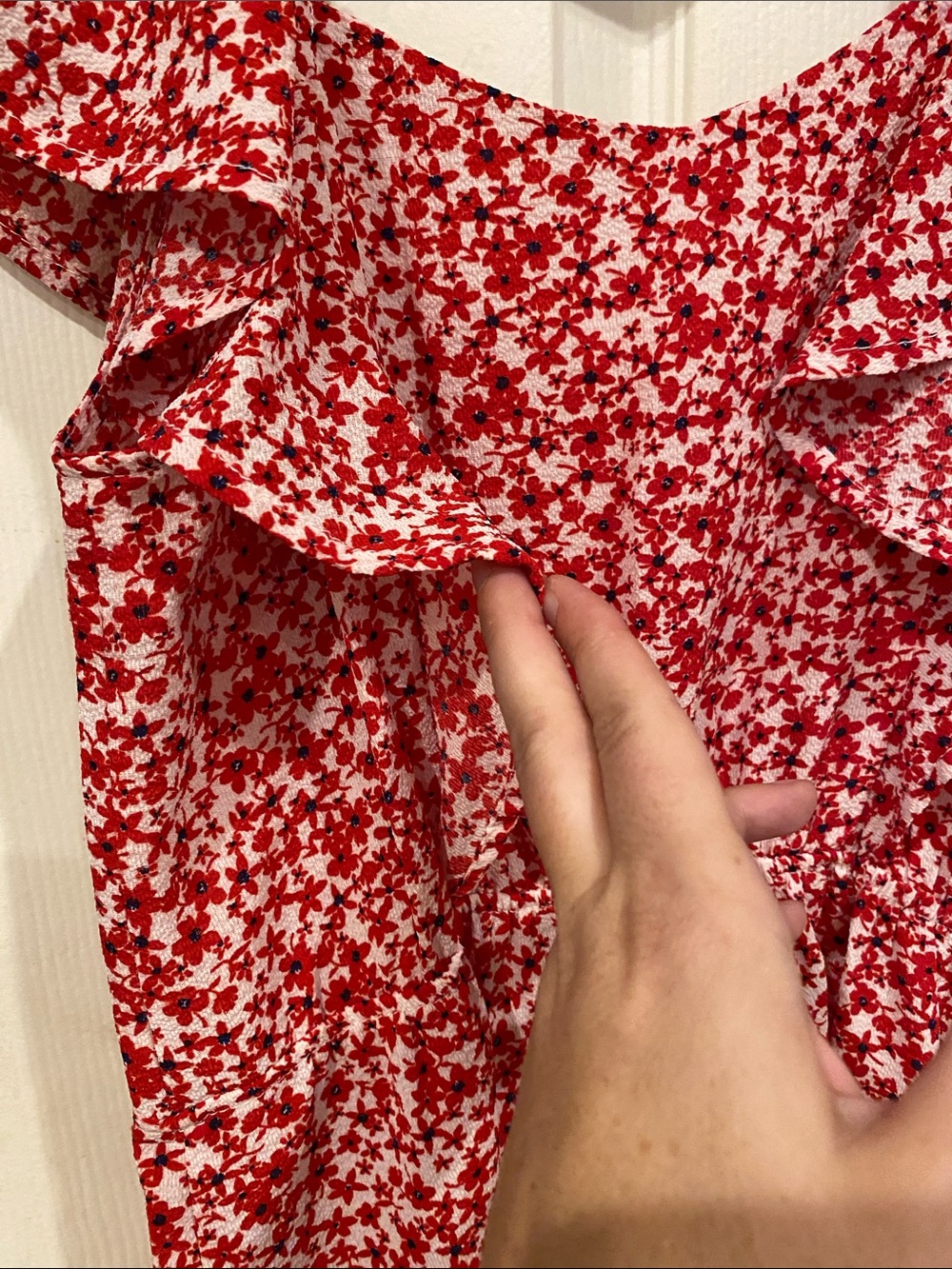 Monteau Red Floral Ruffle-Sleeve Mini Dress - Picture 3 of 4